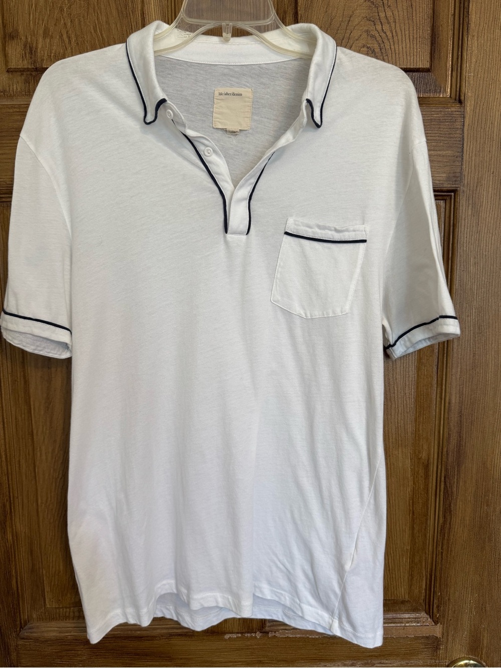 Life After Denim White Polo with Navy Trim